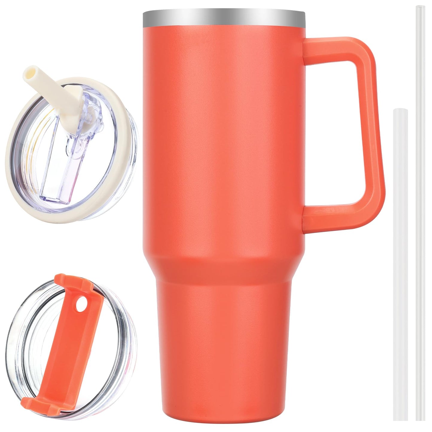 40 oz Tumbler with Handle and Flip Straw Lid, Vacuum Insulated Leak Proof Double Walled Stainless Steel Travel Mug Tumblers, Maintains Cold Ice and Heat for Hours(Leopard Brown Tumbler)