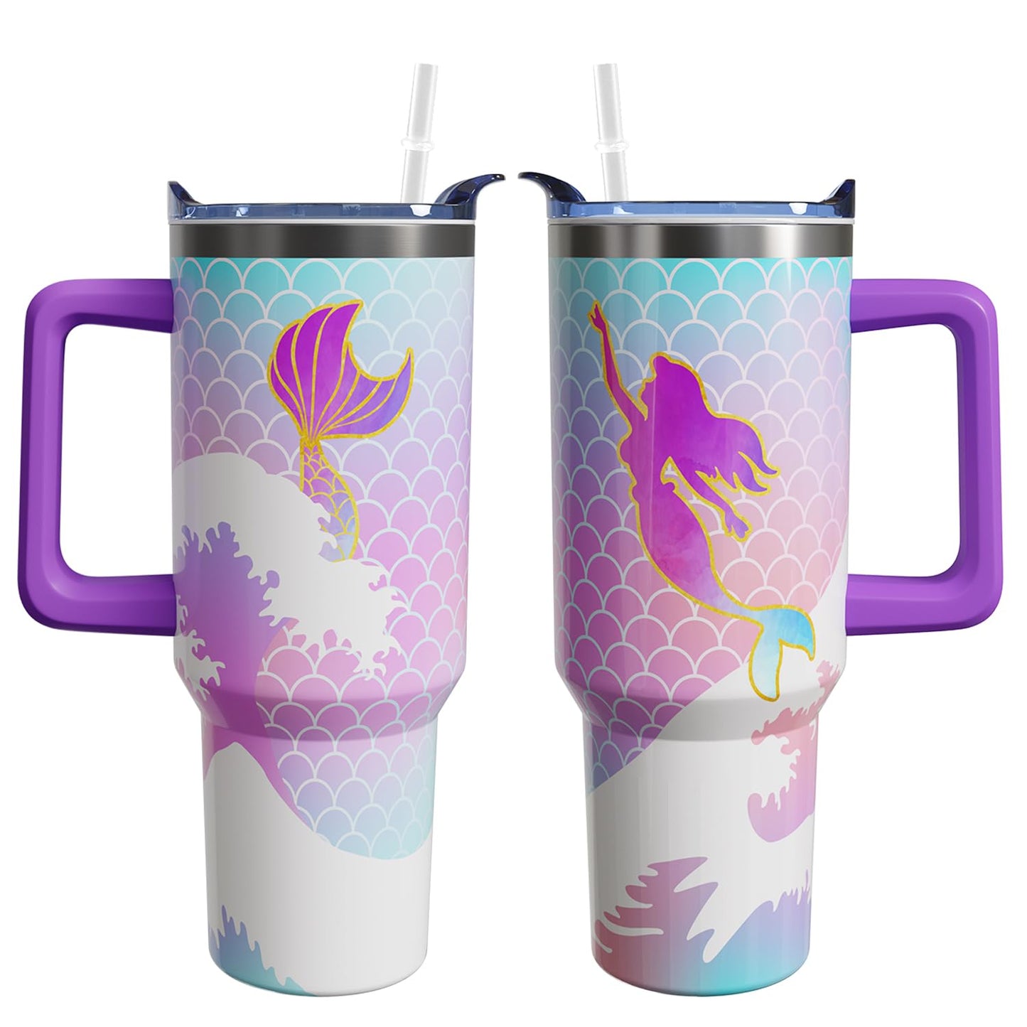 40 oz Corgi Tumbler with Handle Corgi Gifts for Women Insulated Stainless Steel Coffee Cup with Straw Travel Mug with Lid Water Bottle For Kids