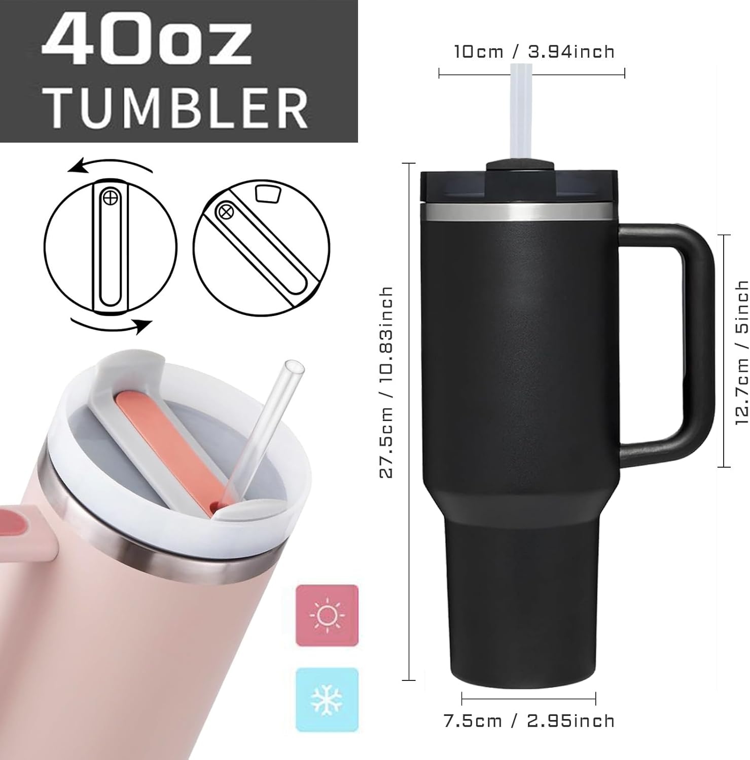 AMZUShome 40 OZ Paw Tumbler with Handle.Dog Cat Lover Paw Gifts.Unique Birthday Christmas Gifts for Dog Cat Paws Lover.Personalized 40 OZ Paws Tumbler Gifts for Women Men.