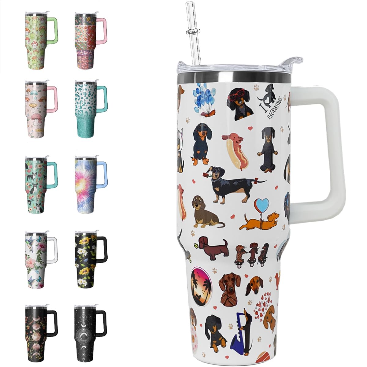 Leopard Tumbler Cheetah Tumbler 40 oz Leopard Print Gifts for Women Cute Cups Coffee Travel Mug with Handle Leak Proof Insulated Cheetah Lover Decor Stuff