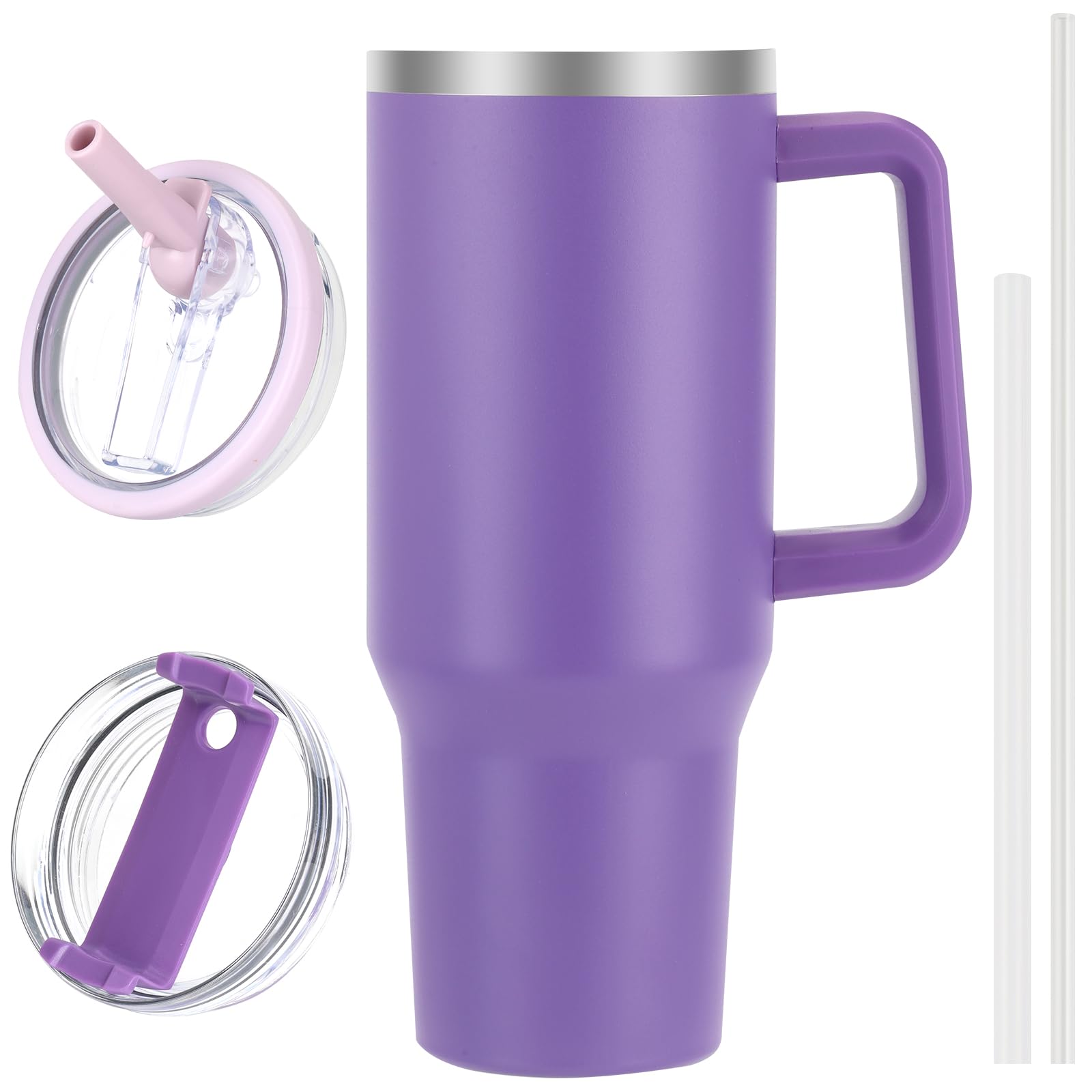 40 oz Tumbler with Handle and Flip Straw Lid, Vacuum Insulated Leak Proof Double Walled Stainless Steel Travel Mug Tumblers, Maintains Cold Ice and Heat for Hours(Leopard Brown Tumbler)