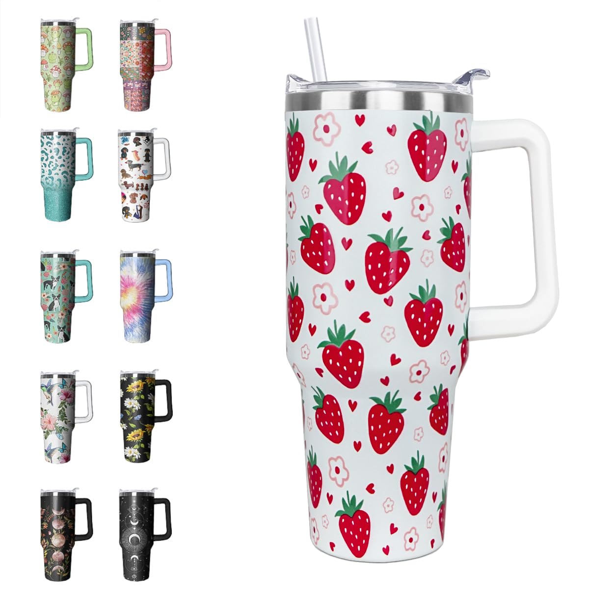 Leopard Tumbler Cheetah Tumbler 40 oz Leopard Print Gifts for Women Cute Cups Coffee Travel Mug with Handle Leak Proof Insulated Cheetah Lover Decor Stuff