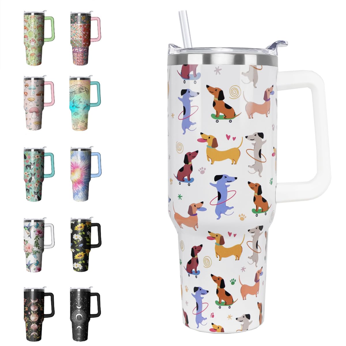 Leopard Tumbler Cheetah Tumbler 40 oz Leopard Print Gifts for Women Cute Cups Coffee Travel Mug with Handle Leak Proof Insulated Cheetah Lover Decor Stuff