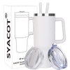 SYACOT 40 oz Tumbler with Handle and Straw Stainless Steel Insulated Tumbler Leak Proof Lid and Straw Lid Reusable Travel Mug Coffee Mug Cup Dishwasher Safe Keep Drinks Cold and Hot (Ceramics)
