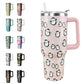 Leopard Tumbler Cheetah Tumbler 40 oz Leopard Print Gifts for Women Cute Cups Coffee Travel Mug with Handle Leak Proof Insulated Cheetah Lover Decor Stuff