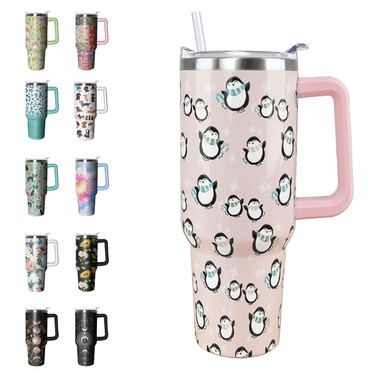 Leopard Tumbler Cheetah Tumbler 40 oz Leopard Print Gifts for Women Cute Cups Coffee Travel Mug with Handle Leak Proof Insulated Cheetah Lover Decor Stuff