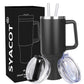SYACOT 40 oz Tumbler with Handle and Straw Stainless Steel Insulated Tumbler Leak Proof Lid and Straw Lid Reusable Travel Mug Coffee Mug Cup Dishwasher Safe Keep Drinks Cold and Hot (Ceramics)