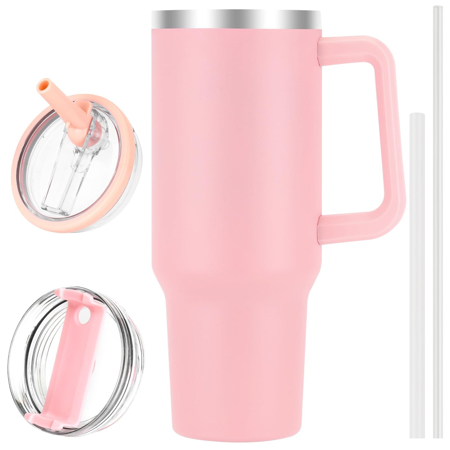 40 oz Tumbler with Handle and Flip Straw Lid, Vacuum Insulated Leak Proof Double Walled Stainless Steel Travel Mug Tumblers, Maintains Cold Ice and Heat for Hours(Leopard Brown Tumbler)