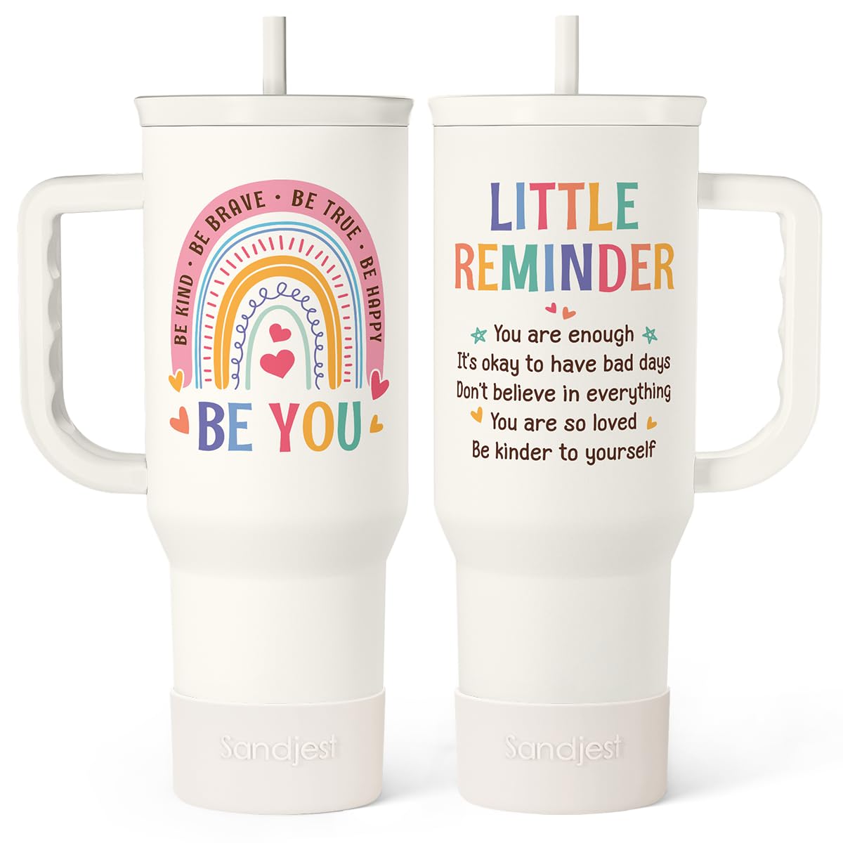 Floral Tumbler with Handle 40oz, Stainless Steel Insulated Tumblers Coffee Travel Mug Cup with Straw, Flower Coffee Cup Gifts for Women Girls, Gift for Her on Christmas Birthday Mothers Day