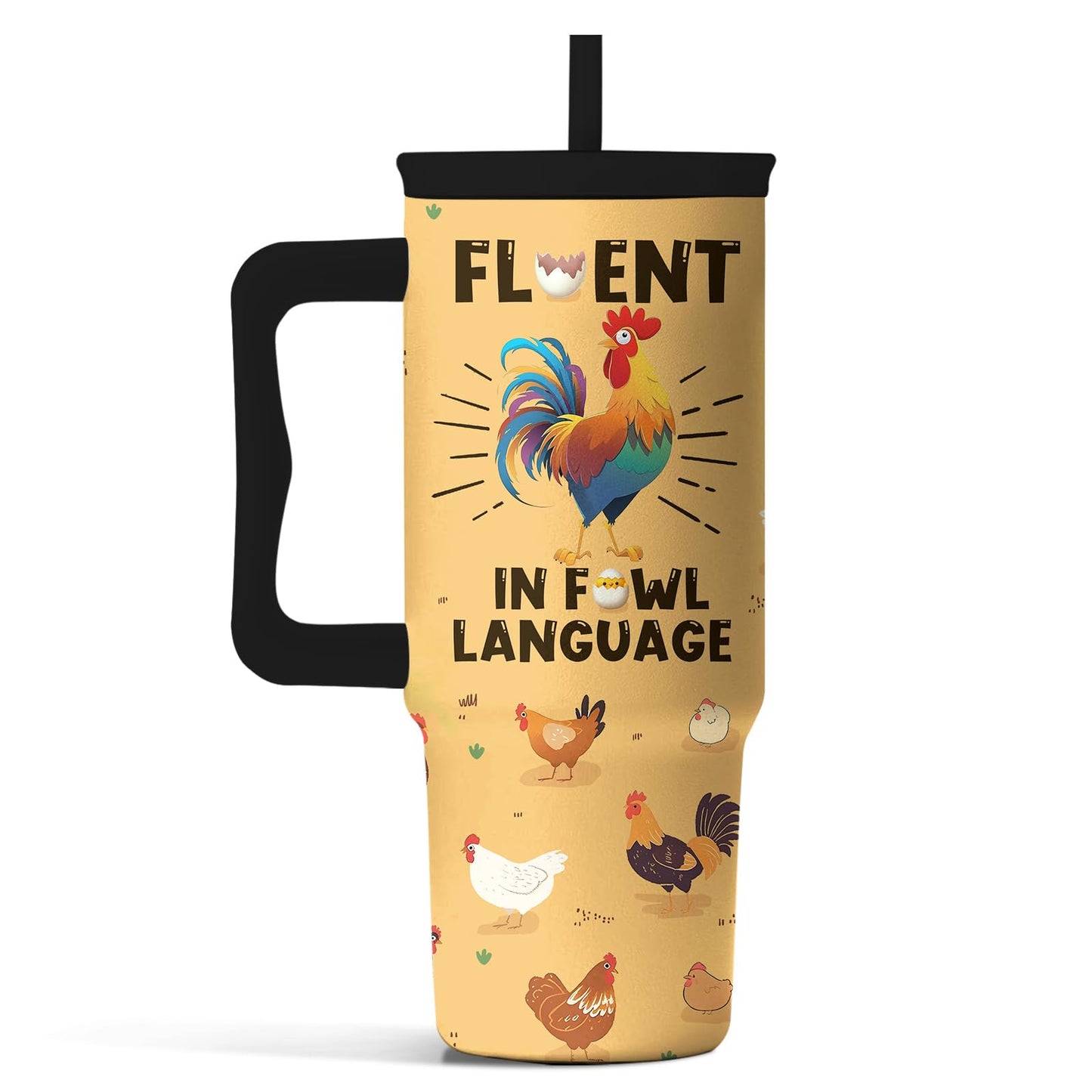 Leopard Print Tumbler 40oz with Handle and Straw - Animal Print Coffee Cup for Women, Wild Print Travel Mug, Insulated Spill Proof Cup, Cute Water Bottle