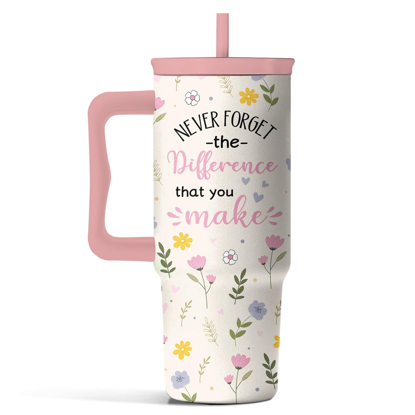 Leopard Print Tumbler 40oz with Handle and Straw - Animal Print Coffee Cup for Women, Wild Print Travel Mug, Insulated Spill Proof Cup, Cute Water Bottle