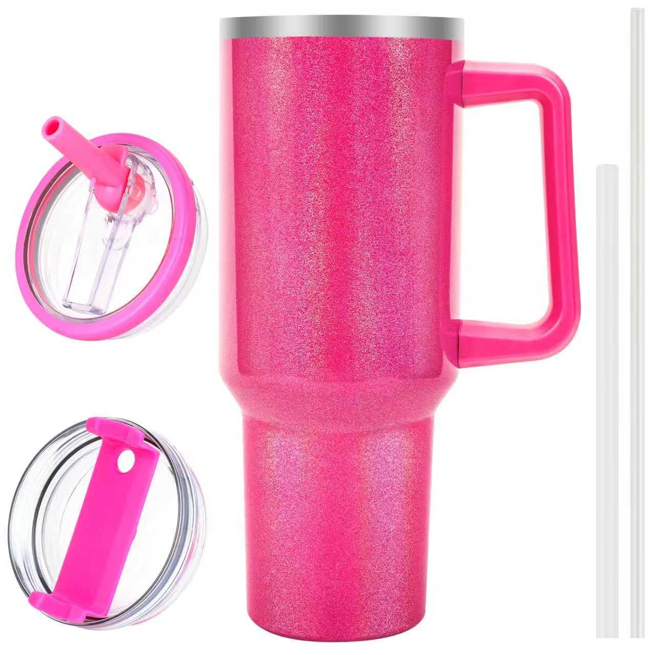 40 oz Tumbler with Handle and Flip Straw Lid, Vacuum Insulated Leak Proof Double Walled Stainless Steel Travel Mug Tumblers, Maintains Cold Ice and Heat for Hours(Leopard Brown Tumbler)