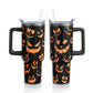 40oz Halloween Gothic Tumbler with Handle and Straw, Goth Skull Stainless Steel Insulated Cup Water Bottle, Halloween Holiday Gifts for Women Men (1PC)