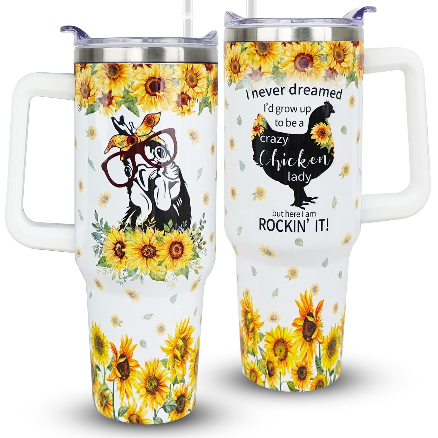 40 oz Corgi Tumbler with Handle Corgi Gifts for Women Insulated Stainless Steel Coffee Cup with Straw Travel Mug with Lid Water Bottle For Kids