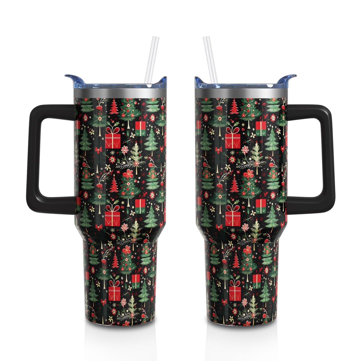40oz Halloween Gothic Tumbler with Handle and Straw, Goth Skull Stainless Steel Insulated Cup Water Bottle, Halloween Holiday Gifts for Women Men (1PC)