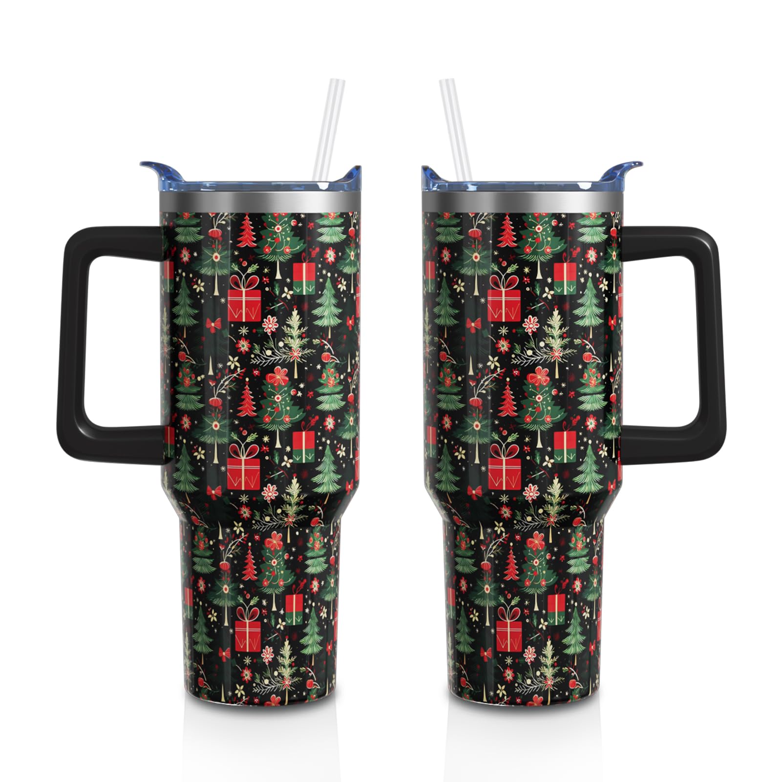 40oz Halloween Gothic Tumbler with Handle and Straw, Goth Skull Stainless Steel Insulated Cup Water Bottle, Halloween Holiday Gifts for Women Men (1PC)