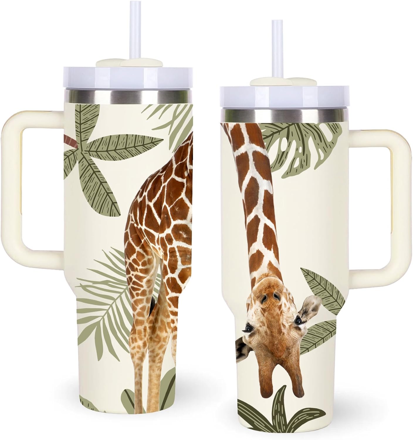 momocici 40oz Giraffe Tumbler with Handle Gifts for Women.Giraffe Lover Cups Tumbler Gifts for Women.40 oz Birthday Christmas Giraffe Cup Tumblers for Giraffes Lover.