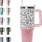 Leopard Tumbler Cheetah Tumbler 40 oz Leopard Print Gifts for Women Cute Cups Coffee Travel Mug with Handle Leak Proof Insulated Cheetah Lover Decor Stuff