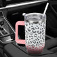 Leopard Tumbler Cheetah Tumbler 40 oz Leopard Print Gifts for Women Cute Cups Coffee Travel Mug with Handle Leak Proof Insulated Cheetah Lover Decor Stuff