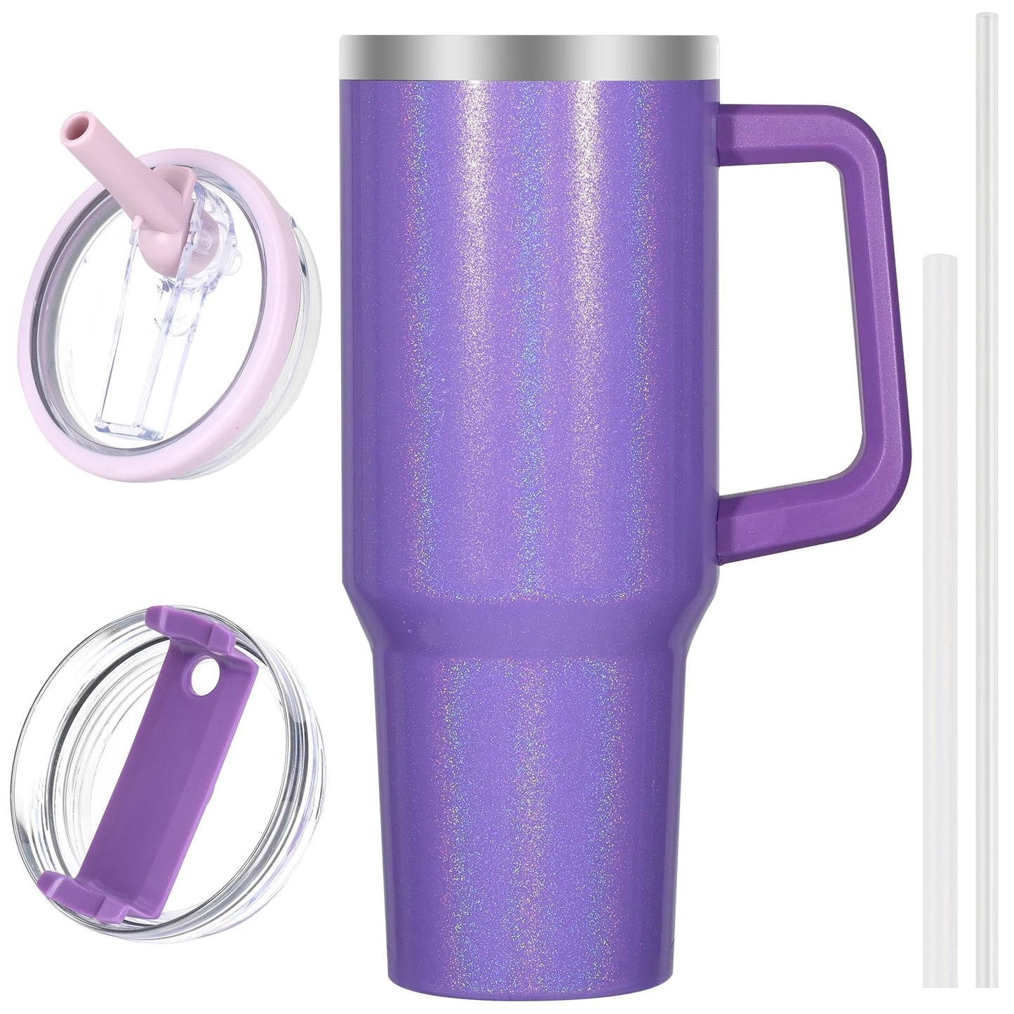 40 oz Tumbler with Handle and Flip Straw Lid, Vacuum Insulated Leak Proof Double Walled Stainless Steel Travel Mug Tumblers, Maintains Cold Ice and Heat for Hours(Leopard Brown Tumbler)