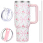 40 oz Tumbler with Handle and Flip Straw Lid, Vacuum Insulated Leak Proof Double Walled Stainless Steel Travel Mug Tumblers, Maintains Cold Ice and Heat for Hours(Leopard Brown Tumbler)