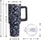 40oz Halloween Gothic Tumbler with Handle and Straw, Goth Skull Stainless Steel Insulated Cup Water Bottle, Halloween Holiday Gifts for Women Men (1PC)