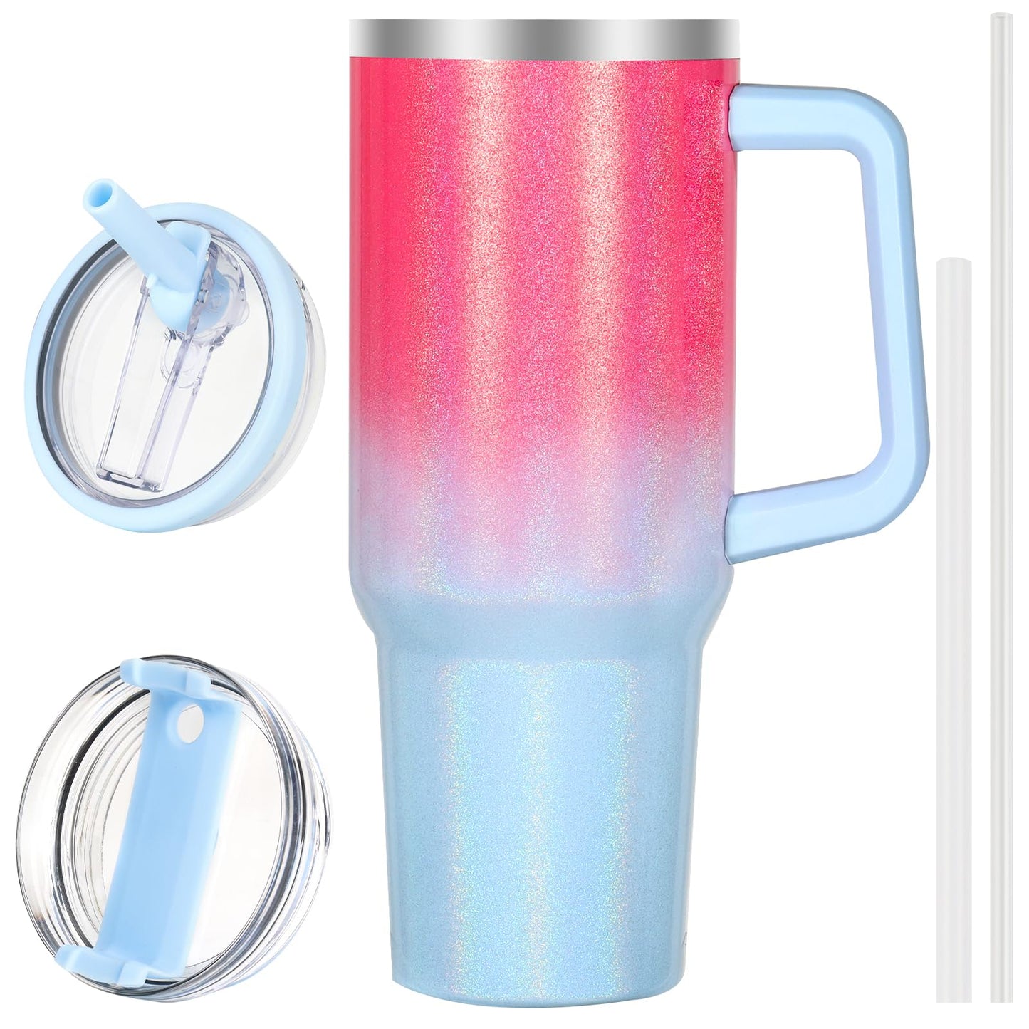40 oz Tumbler with Handle and Flip Straw Lid, Vacuum Insulated Leak Proof Double Walled Stainless Steel Travel Mug Tumblers, Maintains Cold Ice and Heat for Hours(Leopard Brown Tumbler)