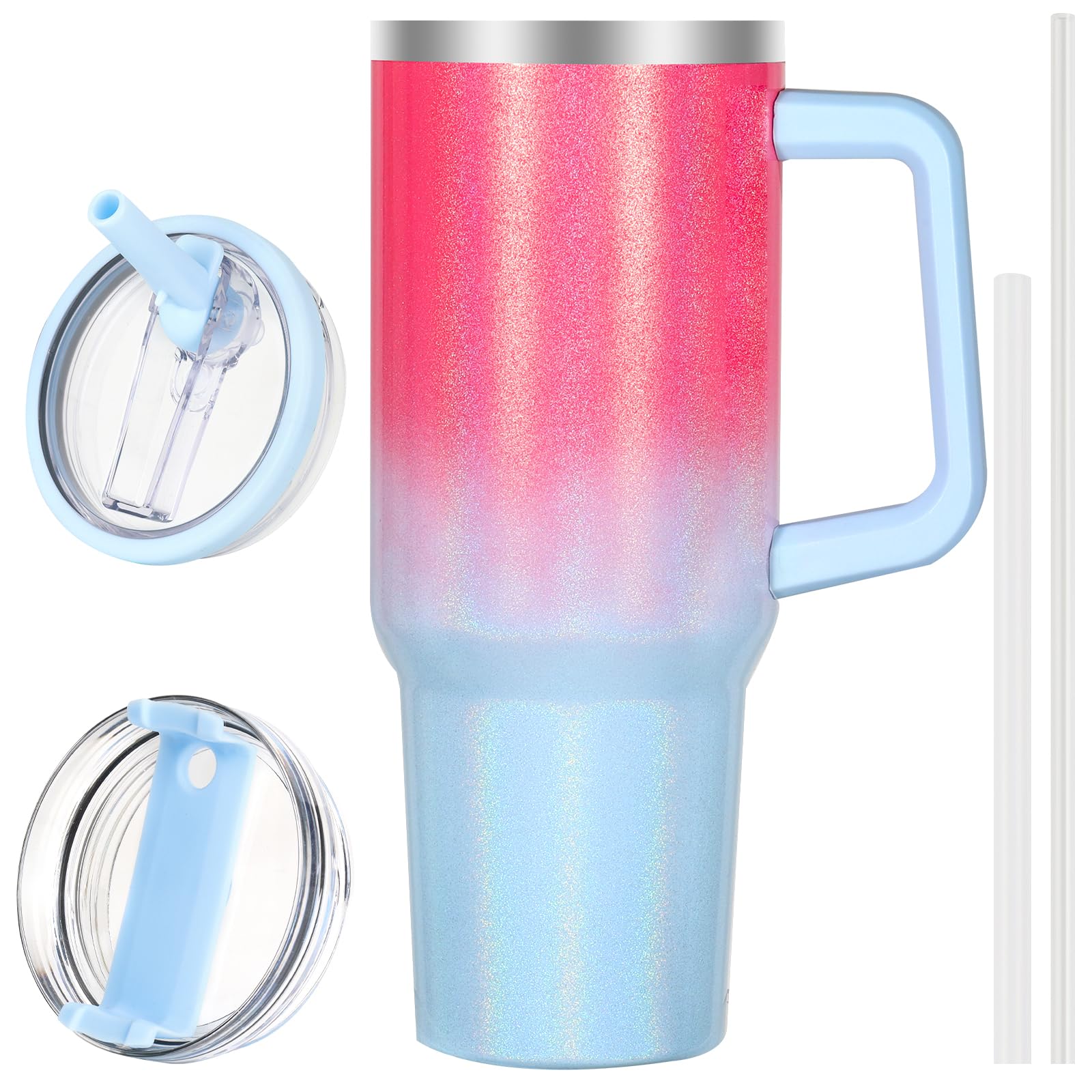 40 oz Tumbler with Handle and Flip Straw Lid, Vacuum Insulated Leak Proof Double Walled Stainless Steel Travel Mug Tumblers, Maintains Cold Ice and Heat for Hours(Leopard Brown Tumbler)