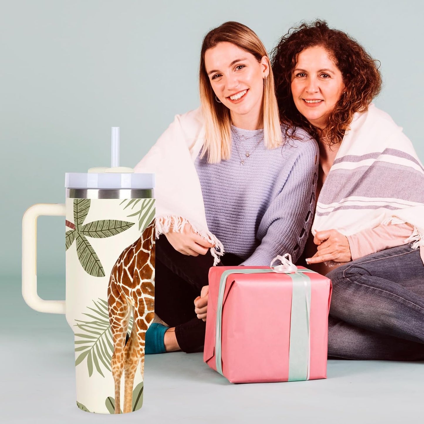momocici 40oz Giraffe Tumbler with Handle Gifts for Women.Giraffe Lover Cups Tumbler Gifts for Women.40 oz Birthday Christmas Giraffe Cup Tumblers for Giraffes Lover.
