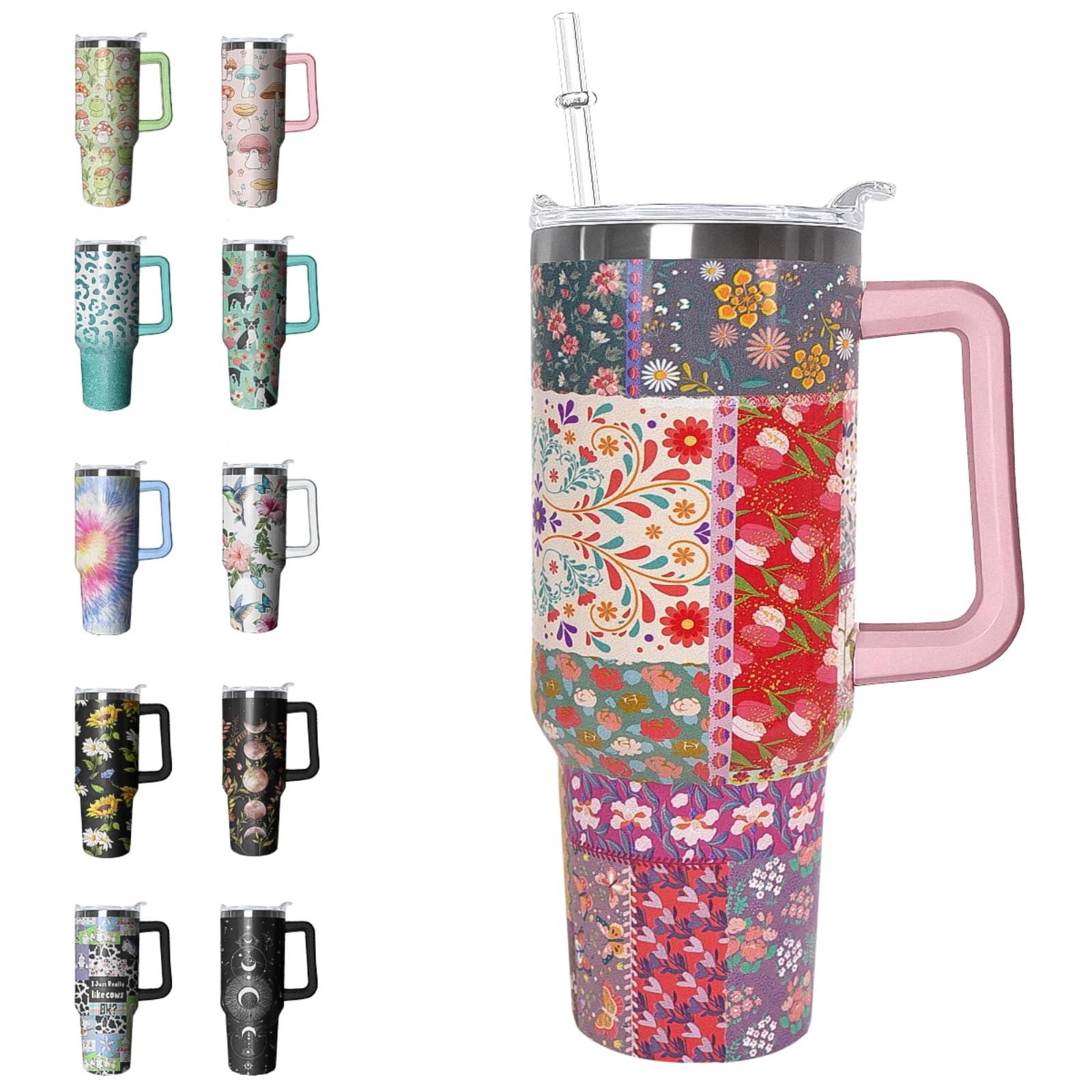 Leopard Tumbler Cheetah Tumbler 40 oz Leopard Print Gifts for Women Cute Cups Coffee Travel Mug with Handle Leak Proof Insulated Cheetah Lover Decor Stuff