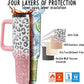 Leopard Tumbler Cheetah Tumbler 40 oz Leopard Print Gifts for Women Cute Cups Coffee Travel Mug with Handle Leak Proof Insulated Cheetah Lover Decor Stuff