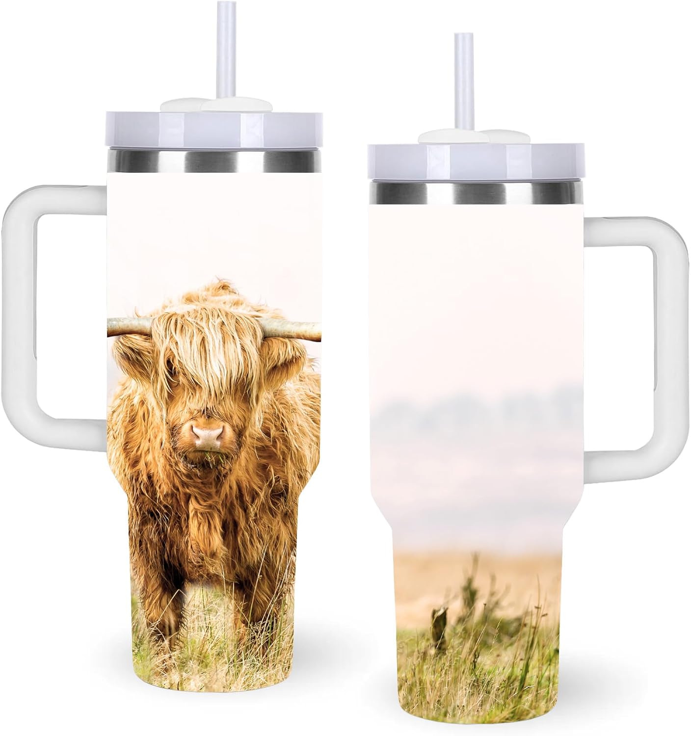 momocici 40oz Highland Cows Tumbler with Handle Gifts for Women.Highland Cow Lover Cups Tumbler Gifts for Women.40 oz Birthday Christmas Highland Cow Cup Tumblers for Highland Cows Lover.