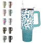 Leopard Tumbler Cheetah Tumbler 40 oz Leopard Print Gifts for Women Cute Cups Coffee Travel Mug with Handle Leak Proof Insulated Cheetah Lover Decor Stuff