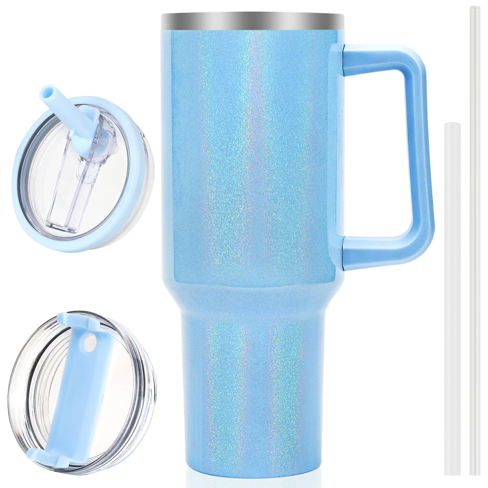 40 oz Tumbler with Handle and Flip Straw Lid, Vacuum Insulated Leak Proof Double Walled Stainless Steel Travel Mug Tumblers, Maintains Cold Ice and Heat for Hours(Leopard Brown Tumbler)
