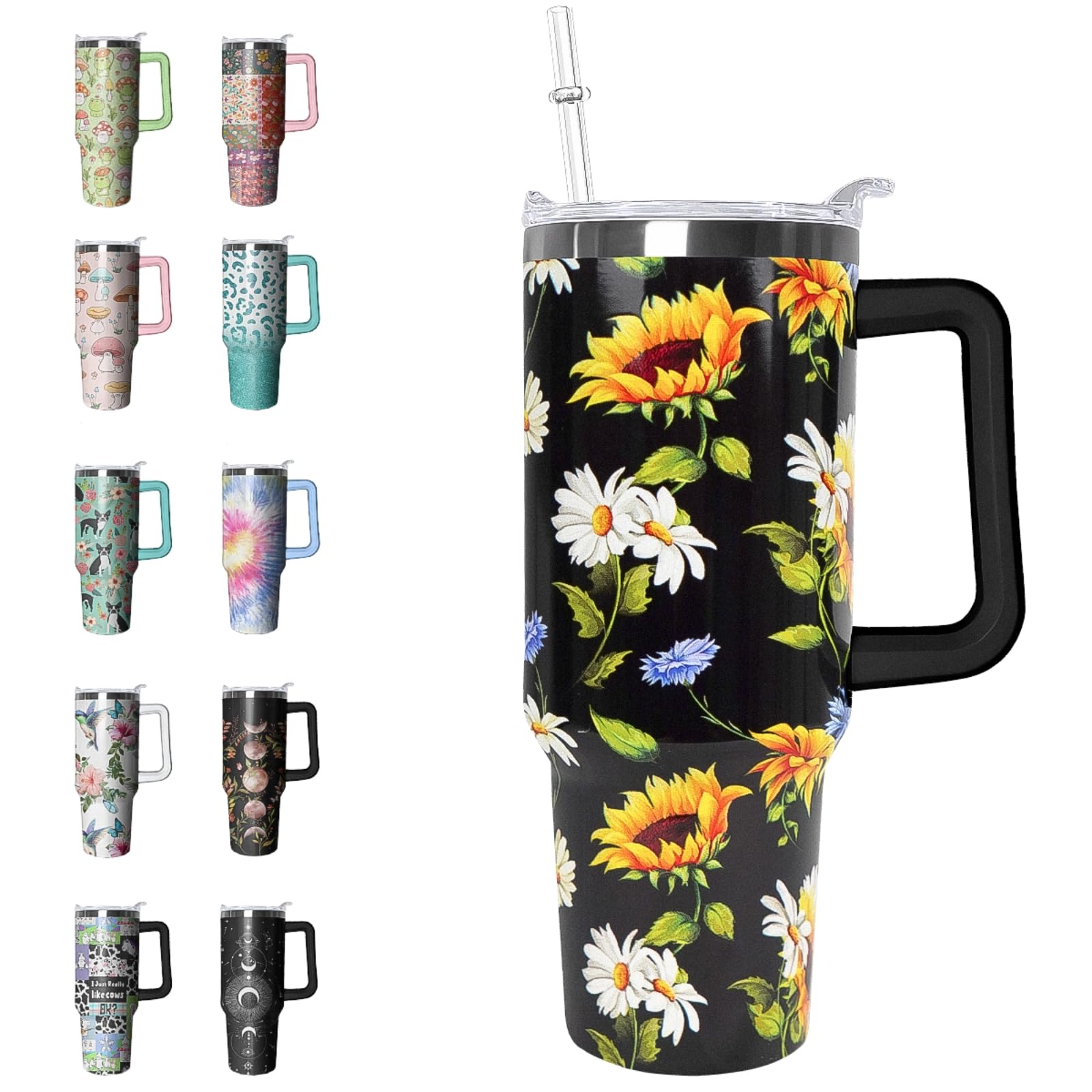 Leopard Tumbler Cheetah Tumbler 40 oz Leopard Print Gifts for Women Cute Cups Coffee Travel Mug with Handle Leak Proof Insulated Cheetah Lover Decor Stuff