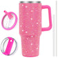 40 oz Tumbler with Handle and Flip Straw Lid, Vacuum Insulated Leak Proof Double Walled Stainless Steel Travel Mug Tumblers, Maintains Cold Ice and Heat for Hours(Leopard Brown Tumbler)