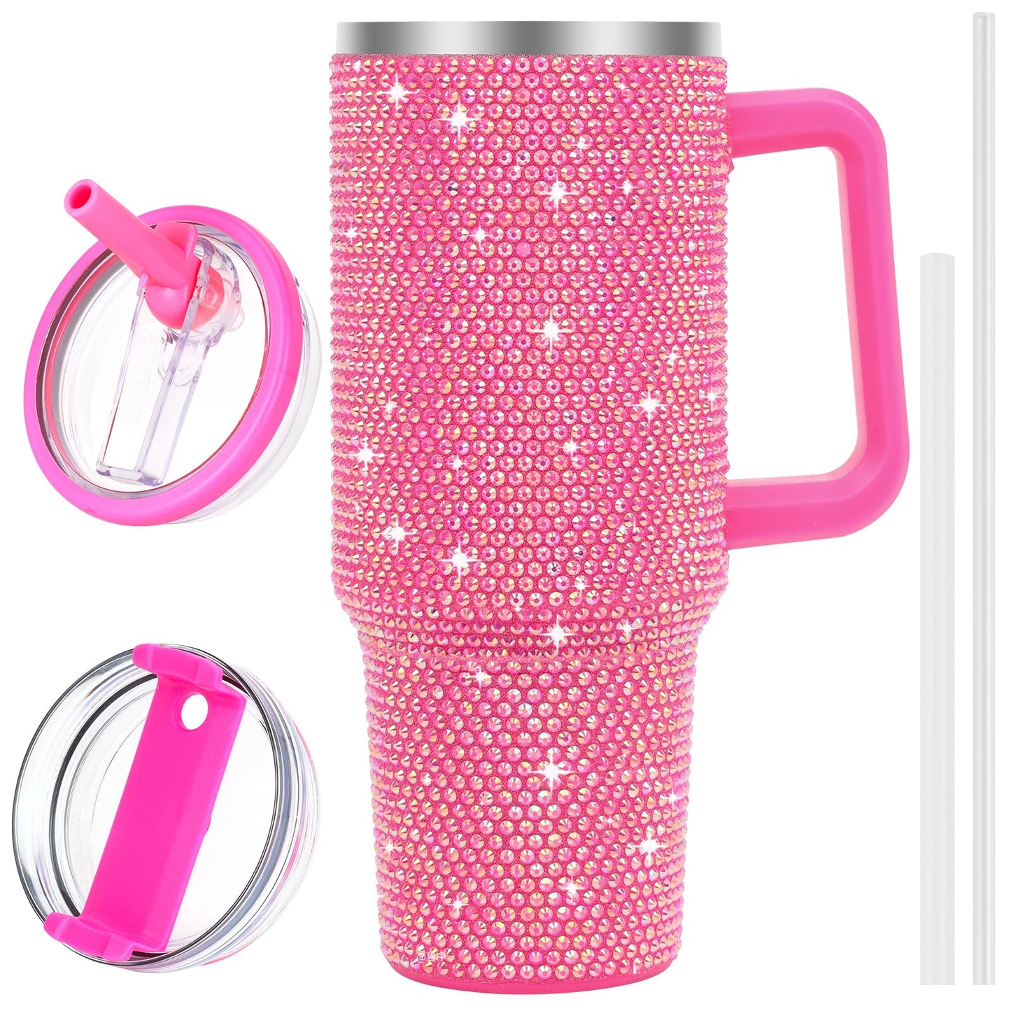 40 oz Tumbler with Handle and Flip Straw Lid, Vacuum Insulated Leak Proof Double Walled Stainless Steel Travel Mug Tumblers, Maintains Cold Ice and Heat for Hours(Leopard Brown Tumbler)