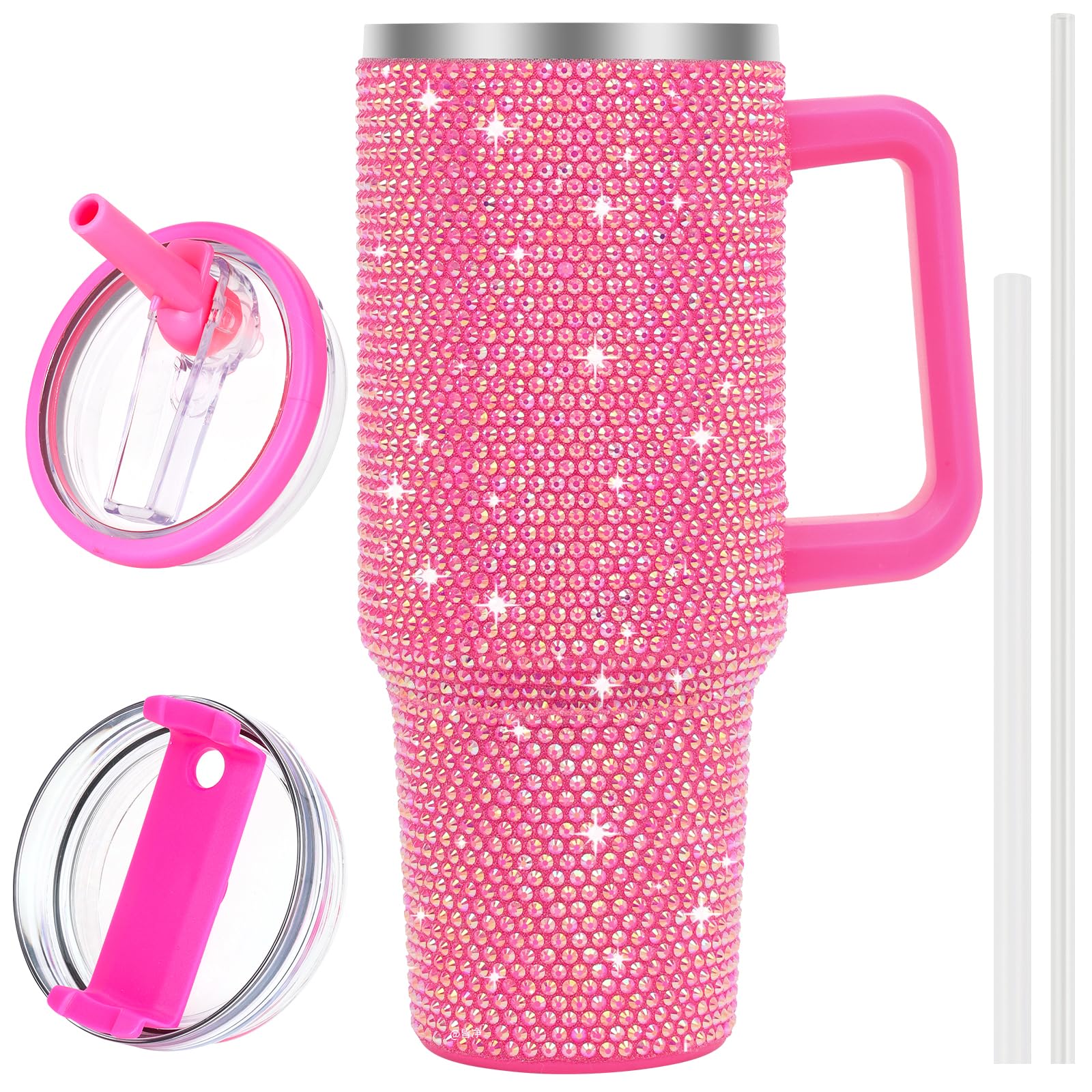 40 oz Tumbler with Handle and Flip Straw Lid, Vacuum Insulated Leak Proof Double Walled Stainless Steel Travel Mug Tumblers, Maintains Cold Ice and Heat for Hours(Leopard Brown Tumbler)