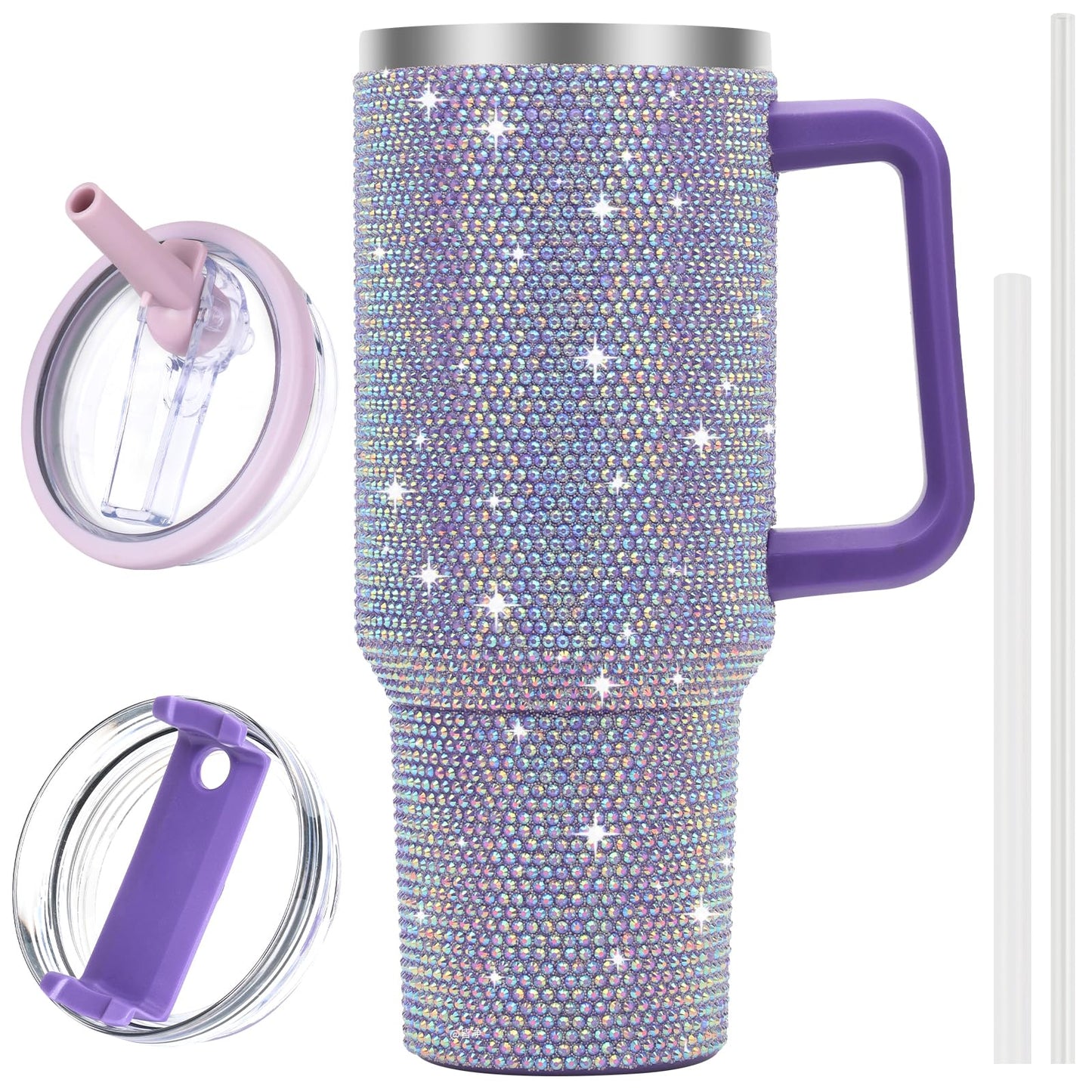 40 oz Tumbler with Handle and Flip Straw Lid, Vacuum Insulated Leak Proof Double Walled Stainless Steel Travel Mug Tumblers, Maintains Cold Ice and Heat for Hours(Leopard Brown Tumbler)