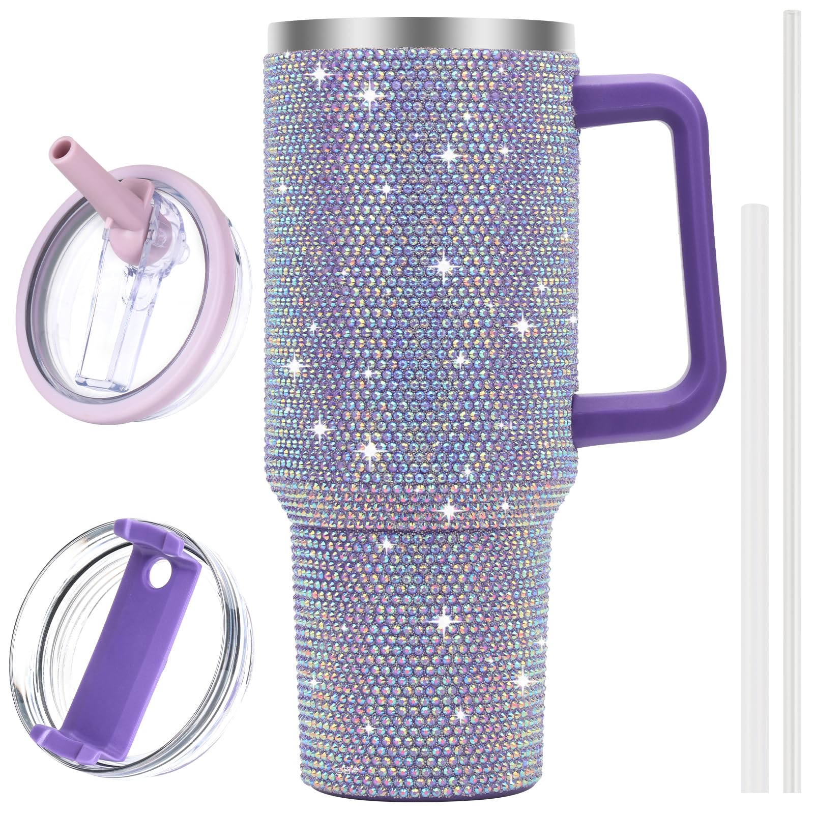 40 oz Tumbler with Handle and Flip Straw Lid, Vacuum Insulated Leak Proof Double Walled Stainless Steel Travel Mug Tumblers, Maintains Cold Ice and Heat for Hours(Leopard Brown Tumbler)