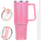 40 oz Tumbler with Handle and Flip Straw Lid, Vacuum Insulated Leak Proof Double Walled Stainless Steel Travel Mug Tumblers, Maintains Cold Ice and Heat for Hours(Leopard Brown Tumbler)