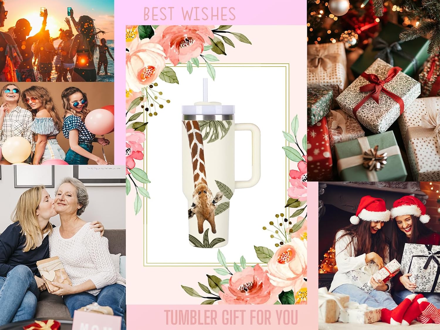 momocici 40oz Giraffe Tumbler with Handle Gifts for Women.Giraffe Lover Cups Tumbler Gifts for Women.40 oz Birthday Christmas Giraffe Cup Tumblers for Giraffes Lover.