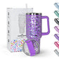 sweet grain 40 oz Tumbler with Handle and Straw, Stainless Steel White Leopard Print Tumbler and Straw Lid, Double Vacuum Cheetah Cup, Keeps Drinks Cold Up to 24 Hours